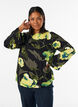 Blomstret bluse med b&aring;dudsk&aelig;ring og brede &aelig;rmer, Sort, Model image number 0