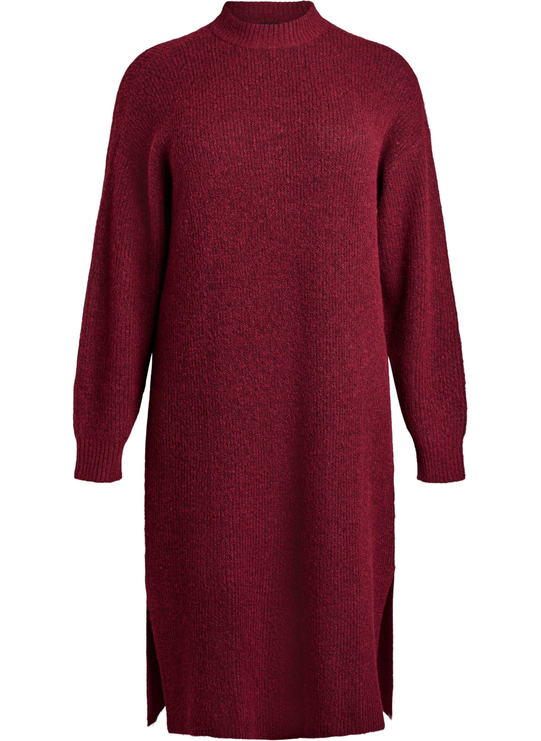 Lang strikkjole med h&oslash;j hals