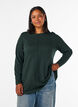 Strikbluse i bomulds-viskosemix, Gr&oslash;n, Model image number 0