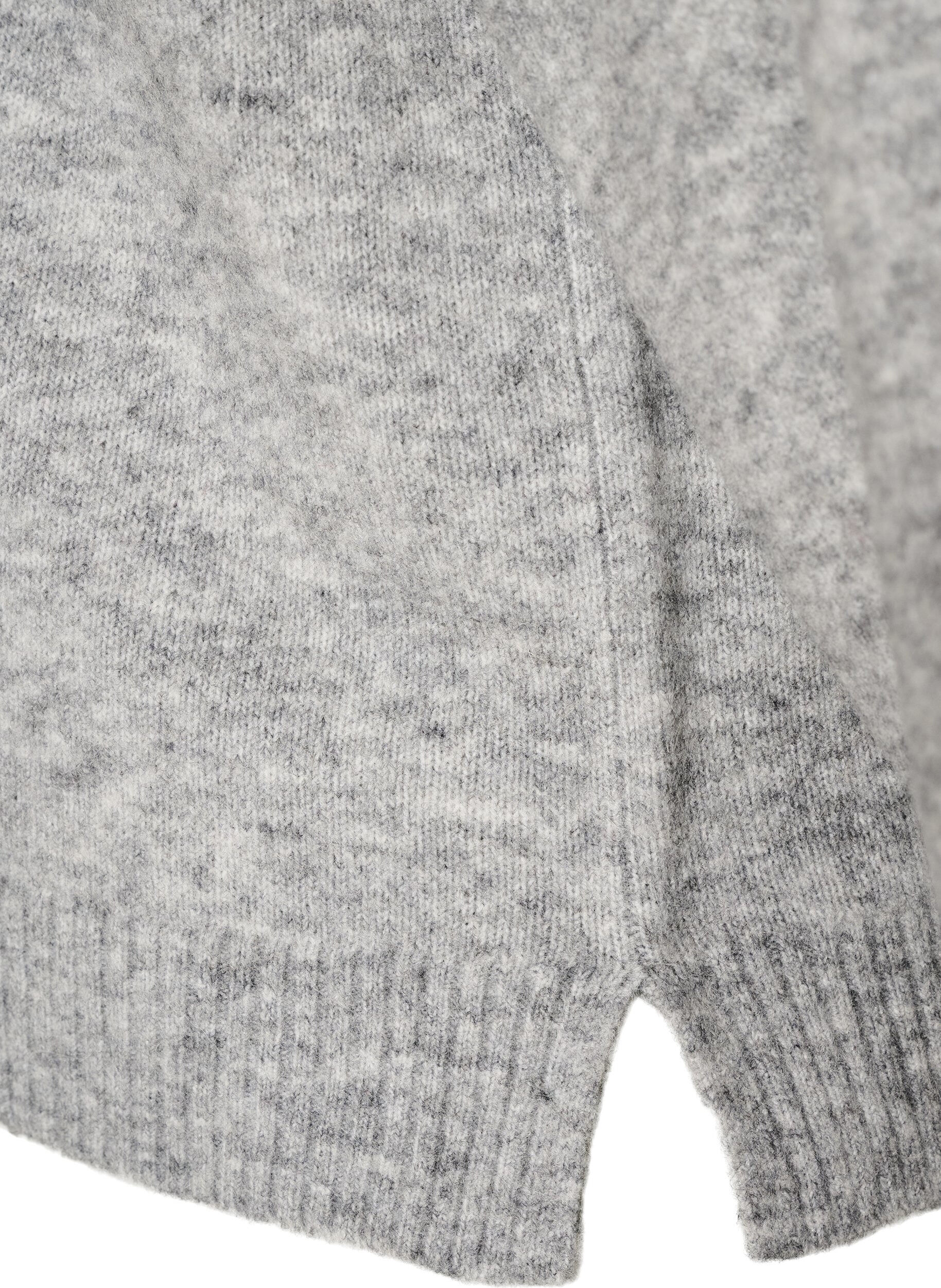 ZizziL&oslash;s strikbluse med alpaka og uld, Gr&aring;, Packshot image number 3