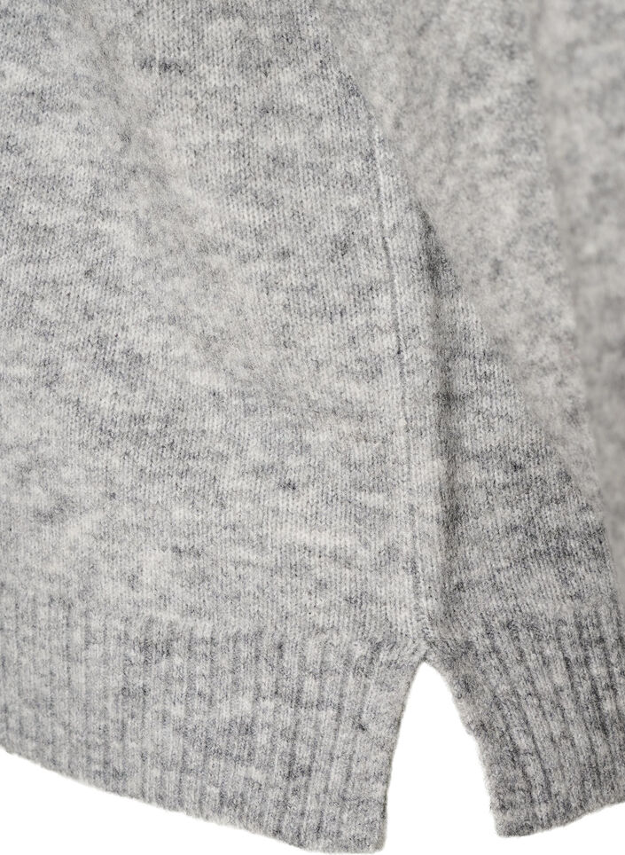 L&oslash;s strikbluse med alpaka og uld, Gr&aring;, Packshot image number 3