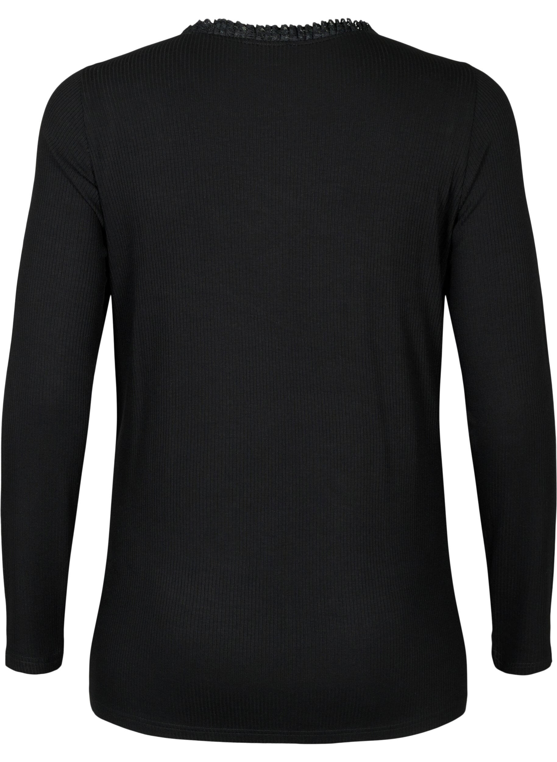 Zizzi Graviditets bluse med blonder og lange &aelig;rmer, Sort, Packshot image number 1