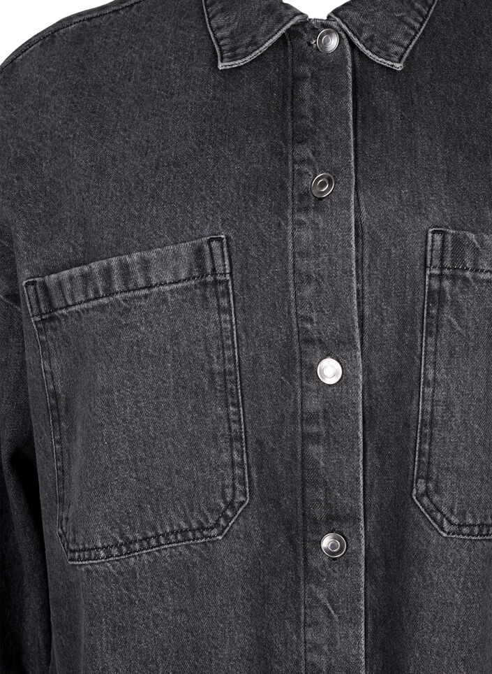 Løstsiddende denimjakke med knapper , Grey Denim, Packshot image number 2