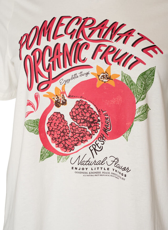 Bomulds T-shirt med print, Hvid, Packshot image number 2