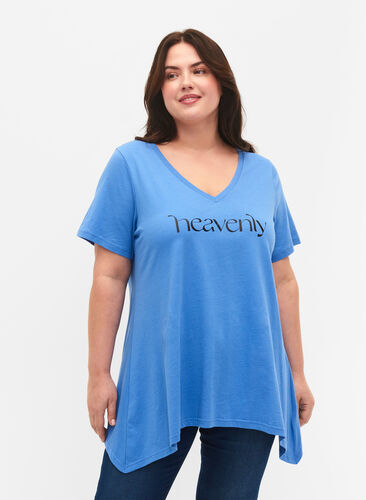 Bomulds t-shirt med korte ærmer, Ultramarine HEAVENLY, Model image number 0