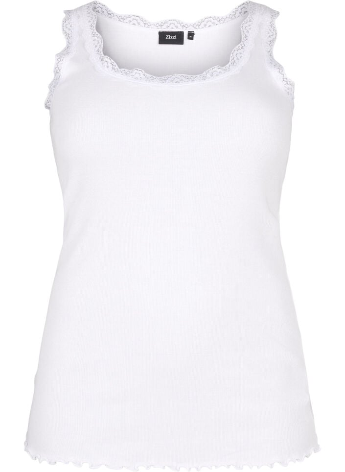 Top med blondekant , Hvid, Packshot image number 0