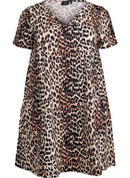 Kort a-shape kjole med leopardprint, Brun