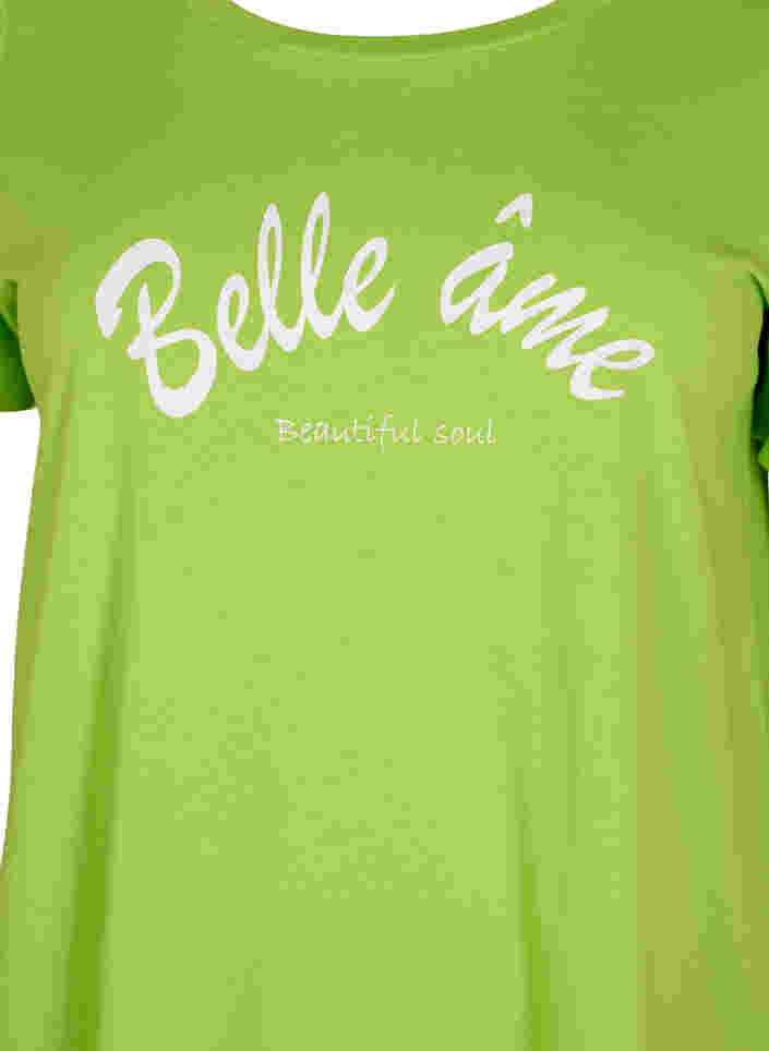 Bomulds t-shirt med tryk, Lime Green w. Bella, Packshot image number 2