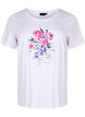 Bomulds t-shirt med blomster og portræt motiv, B. White Face Flower, Packshot image number 0