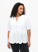 Viskose bluse med broderi anglaise, Bright White, Model image number 0