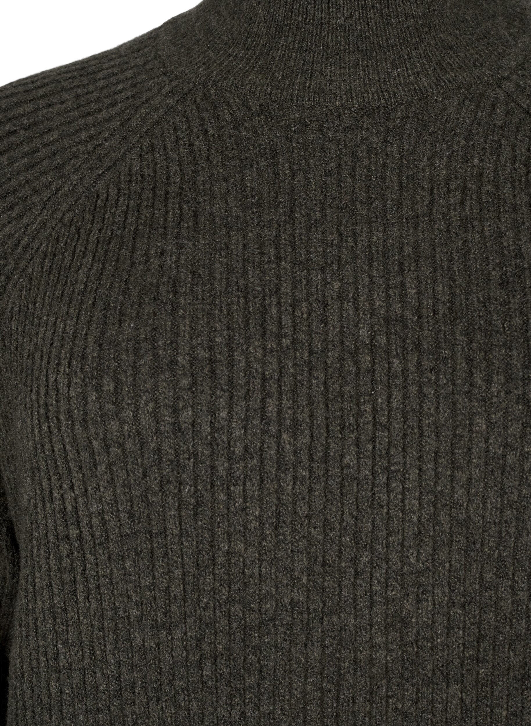 Zizzi Lang&aelig;rmet strikkjole med h&oslash;j hals , Sea Turtle Mel., Packshot image number 2