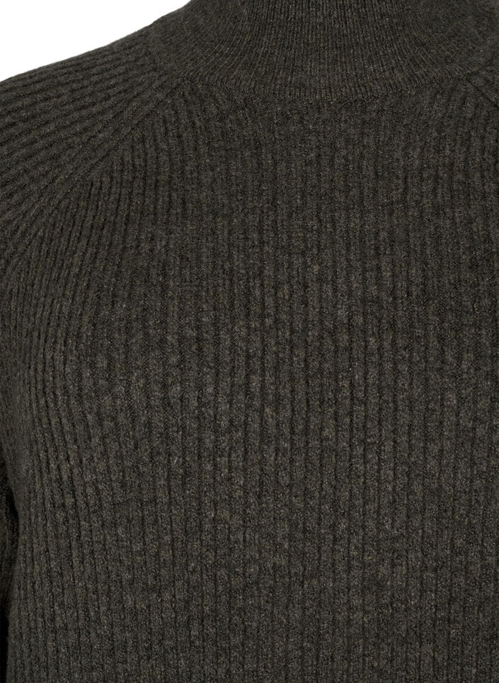 Langærmet strikkjole med høj hals , Sea Turtle Mel., Packshot image number 2