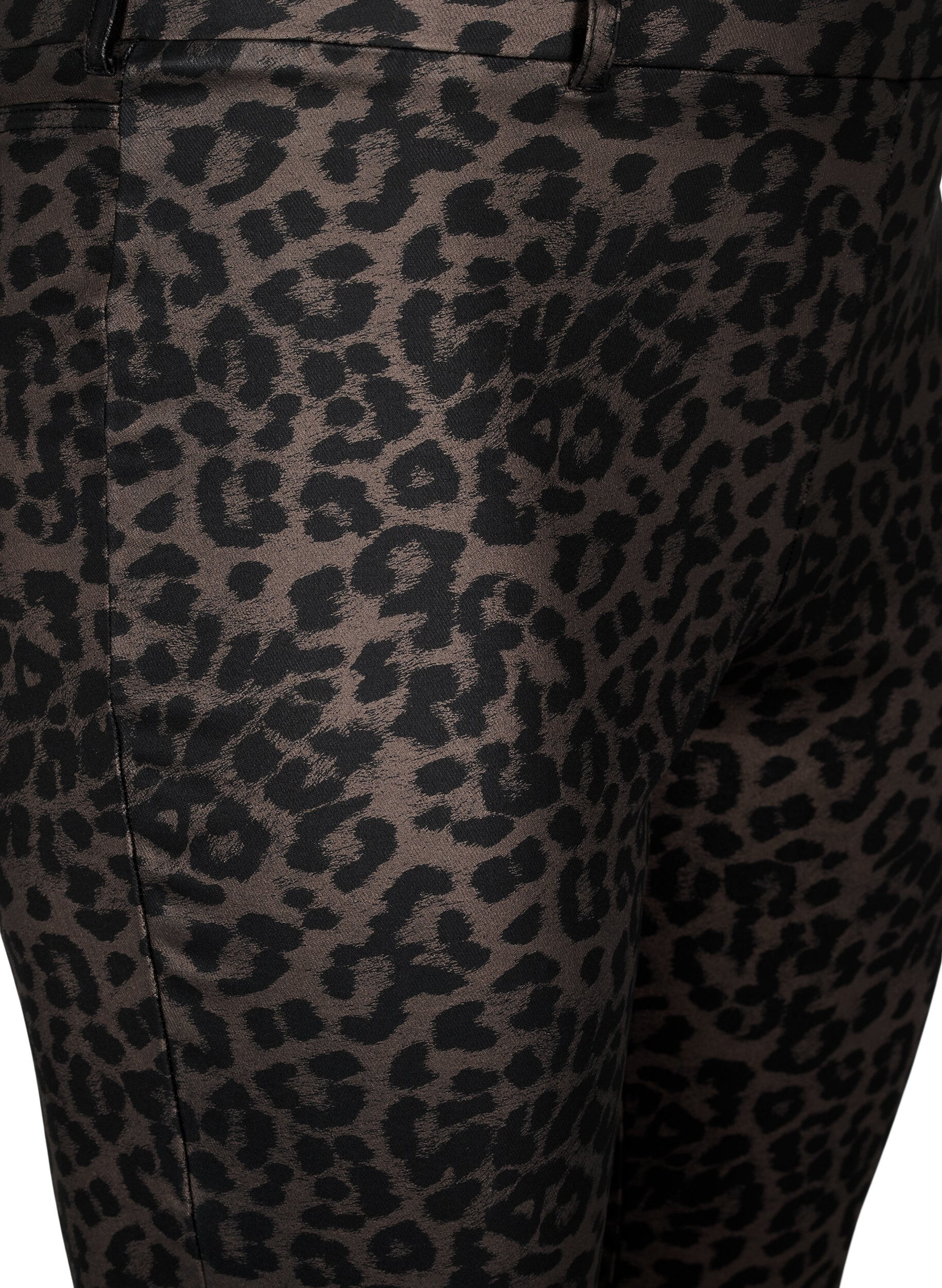 Zizzi Coatede leggings med leoprint og cropped l&aelig;ngde, Brun, Packshot image number 2