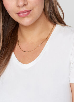 Kort guldfarvet halskæde, Gold, Model image number 0