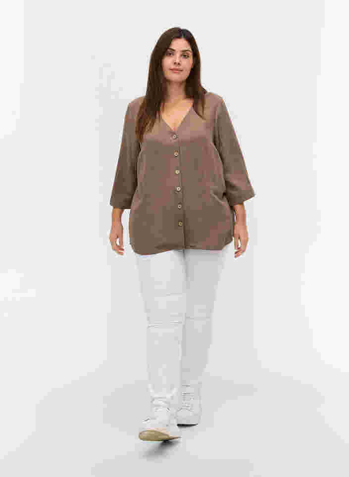 Slim fit Emily jeans med normal talje, Br. White, Model image number 0