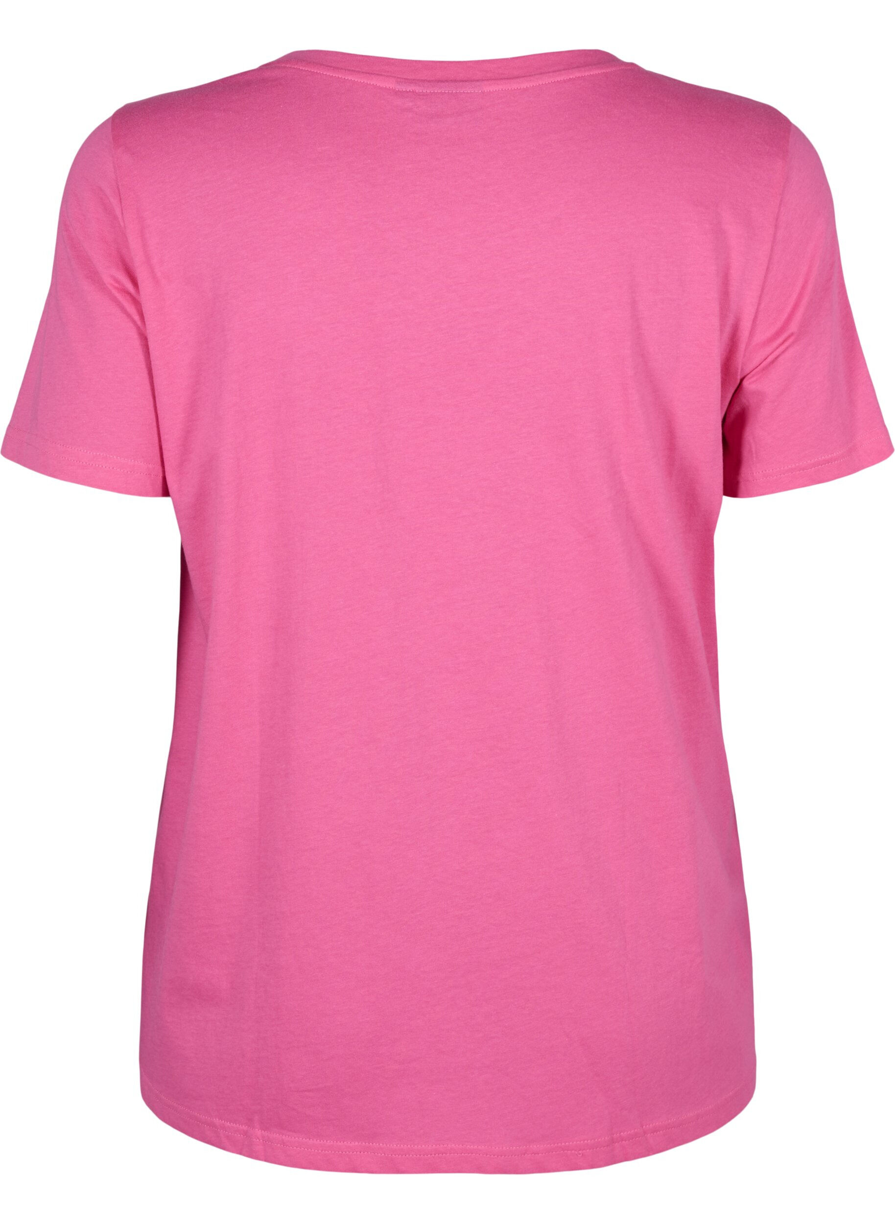 Zizzi T-shirt med tekst motiv, Shocking Pink W.Pink, Packshot image number 1