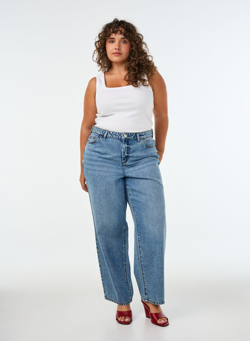 Kiana straight fit jeans med h&oslash;j talje, Bl&aring;, Model image number 0