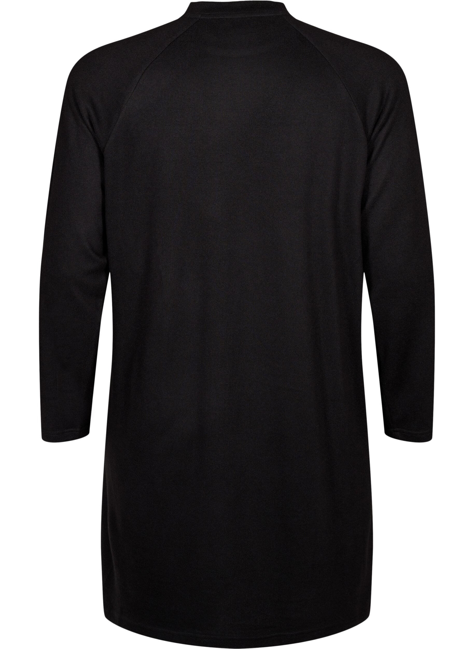 Zizzi Jersey kjole med knapper, Black, Packshot image number 1
