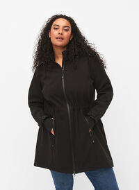 Softshell jakke med aftagelig hætte, Black, Model