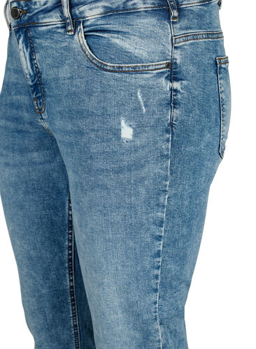 Emily jeans med normal talje og slid, Blue denim, Packshot image number 2