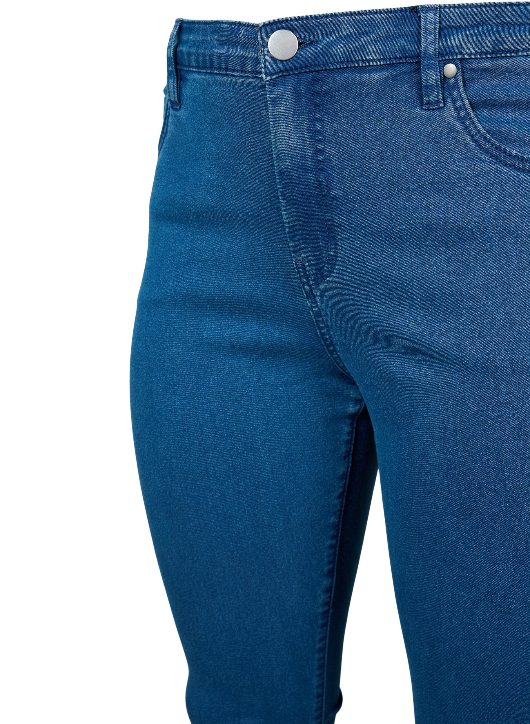 Zizzi H&oslash;jtaljede super slim Amy jeans, Bl&aring;, Packshot image number 2