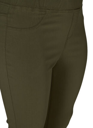 Ensfarvet capri jeans i viskosemix, Olive Night, Packshot image number 2