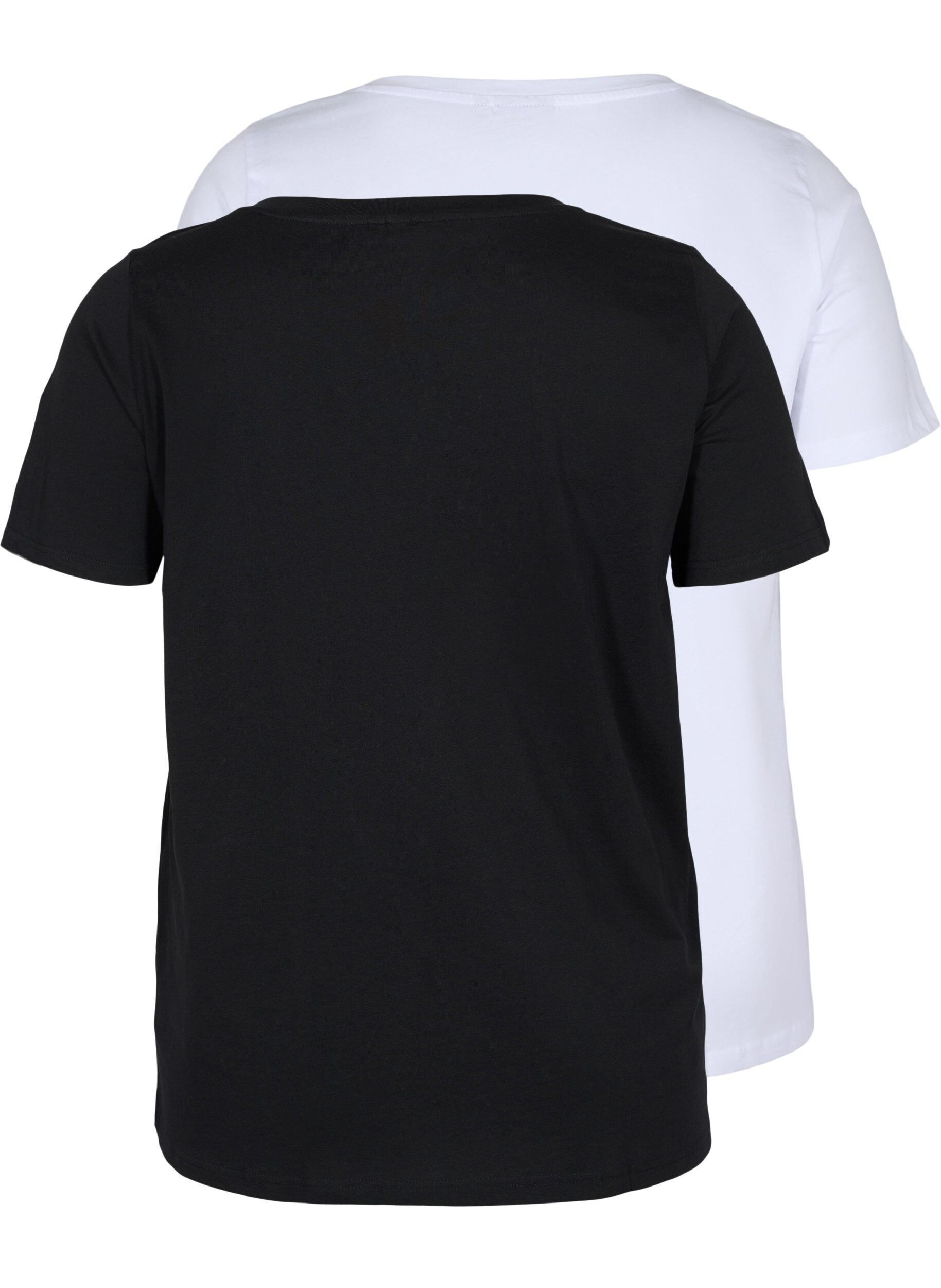 Zizzi 2-pak basis t-shirt i bomuld, Black/Bright W, Packshot image number 1