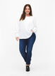 Langærmet bluse med tekstur, Bright White, Model image number 2