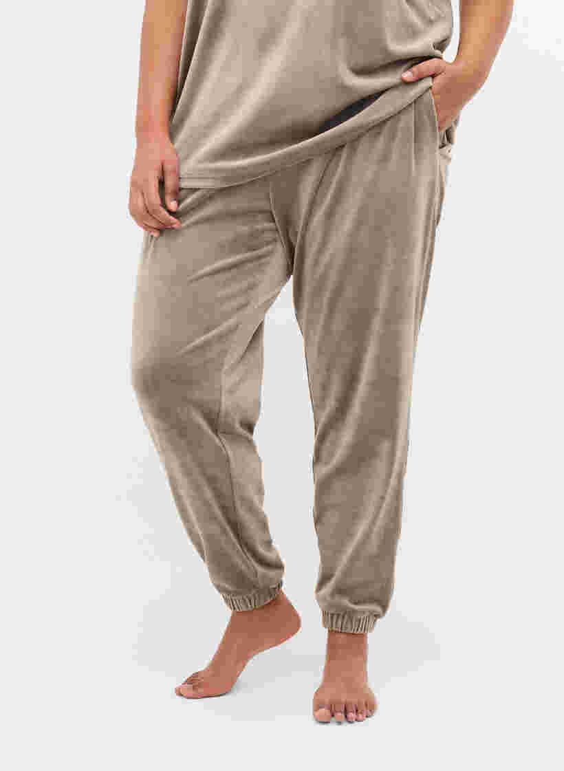 Løse bukser i velour, Taupe Gray, Model image number 2