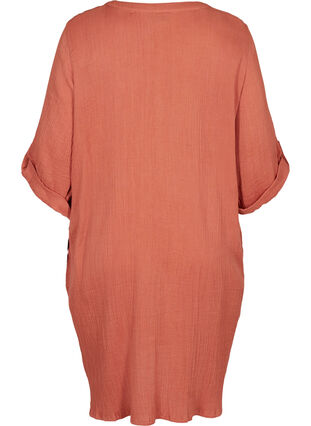 Bomulds kjole med knapper og 3/4 ærmer, Rust As Sample, Packshot image number 1