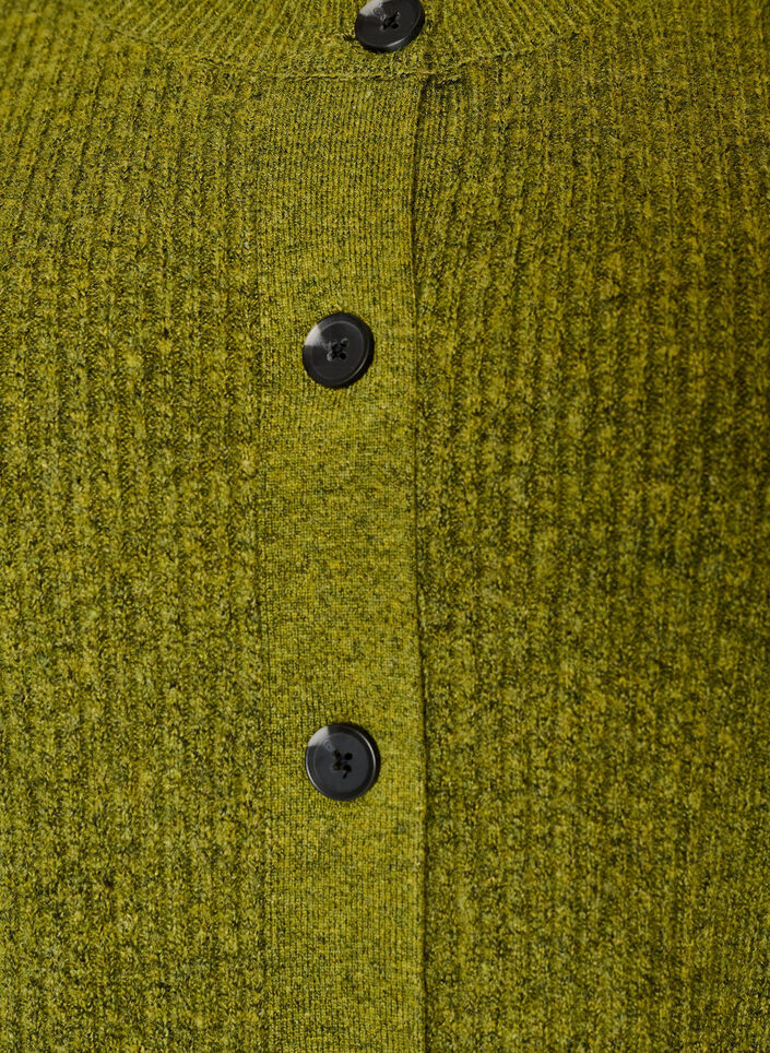 Ribstrikket cardigan med knapper, Gr&oslash;n, Packshot image number 2