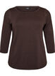 Basis T-shirt med b&aring;dudsk&aelig;ring og 3/4-&aelig;rmer, Brun, Packshot image number 0