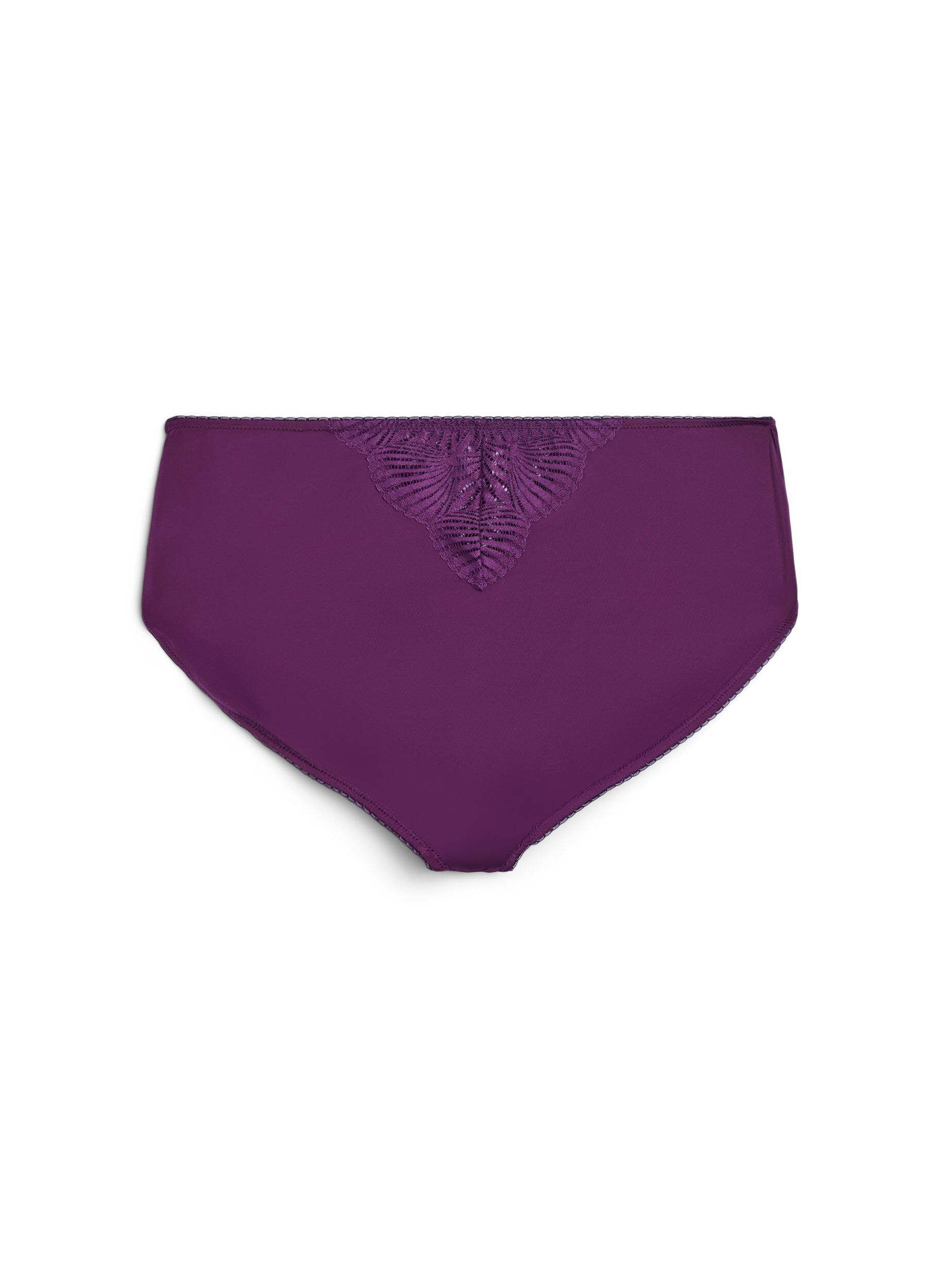 Zizzi Brief trusse i microfiber med blondedetaljer, M&oslash;rk Bordeaux, Packshot image number 1
