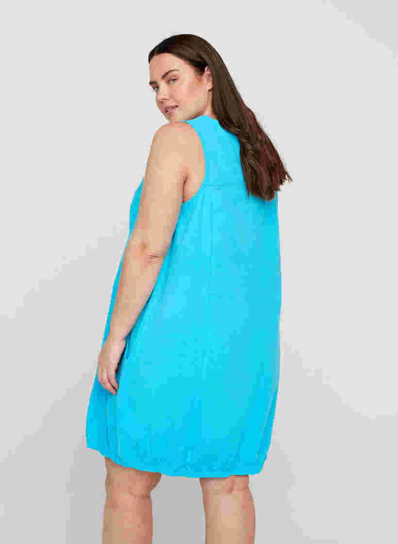 Ærmeløs kjole i bomuld, River Blue, Model image number 1