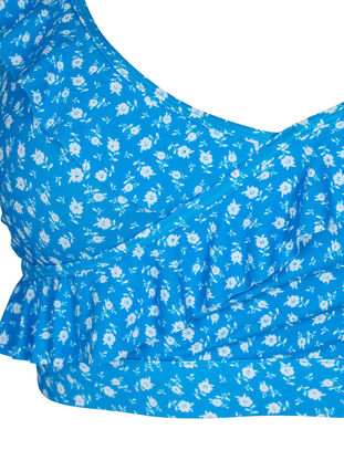 Blomstret bikini bh med flæsedetaljer, Blue Flower Print, Packshot image number 2
