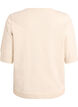 Finstrikket bluse med korte &aelig;rmer, Beige, Packshot image number 1
