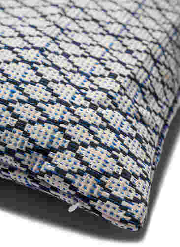 Jacquardmønstret pudebetræk, Black/Blue/White, Packshot image number 3