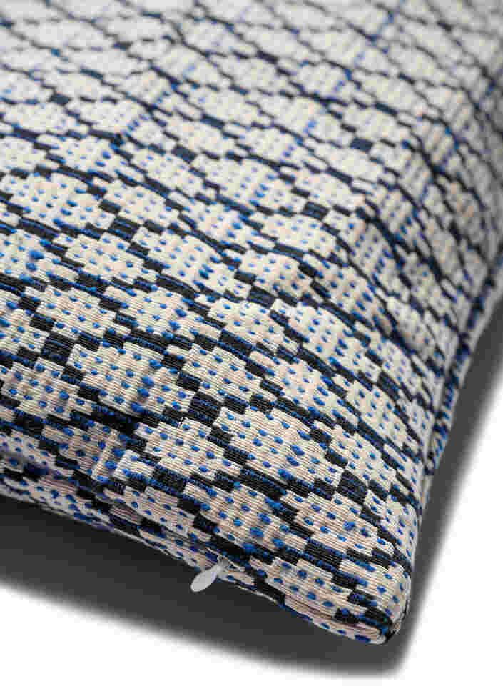 Jacquardmønstret pudebetræk, Black/Blue/White, Packshot image number 3