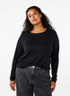 Lang&aelig;rmet bluse i uld og viskose, Sort, Model image number 0