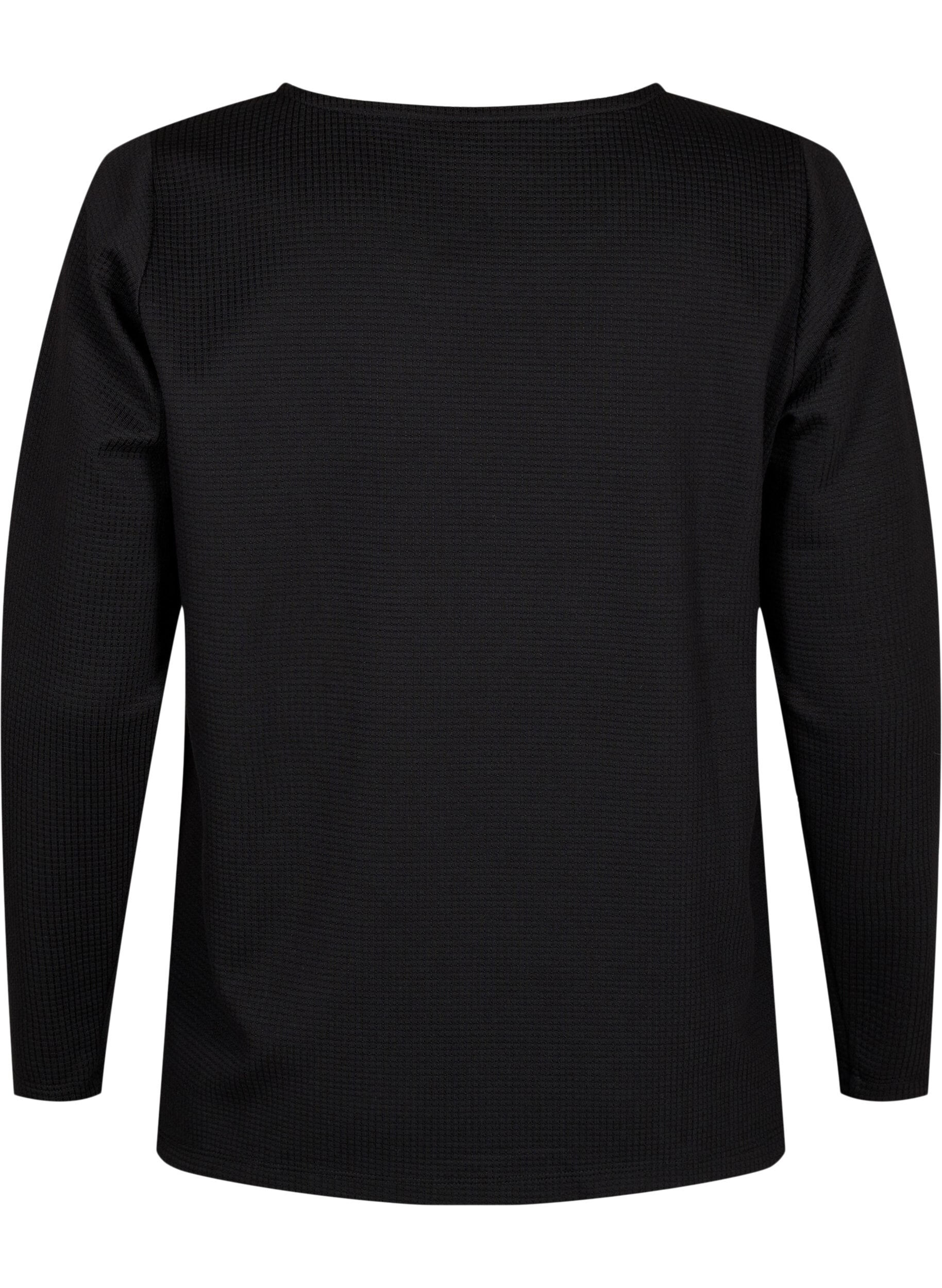 Zizzi A-formet bluse med tekstur, Black, Packshot image number 1