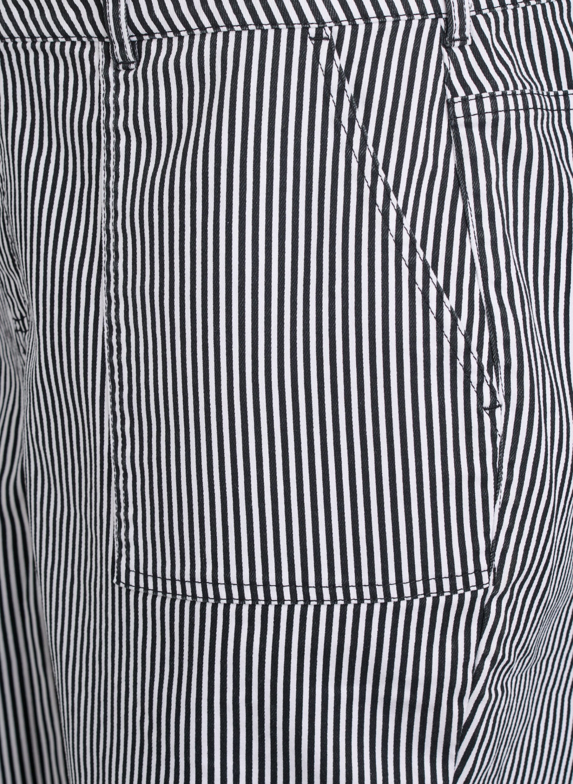 Zizzi Stribede bermudashorts med h&oslash;j talje, Sort, Packshot image number 2