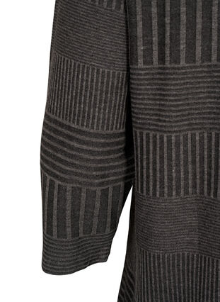 Bluse med 3/4 ærmer og stribet mønster, Dark Grey Melange, Packshot image number 3