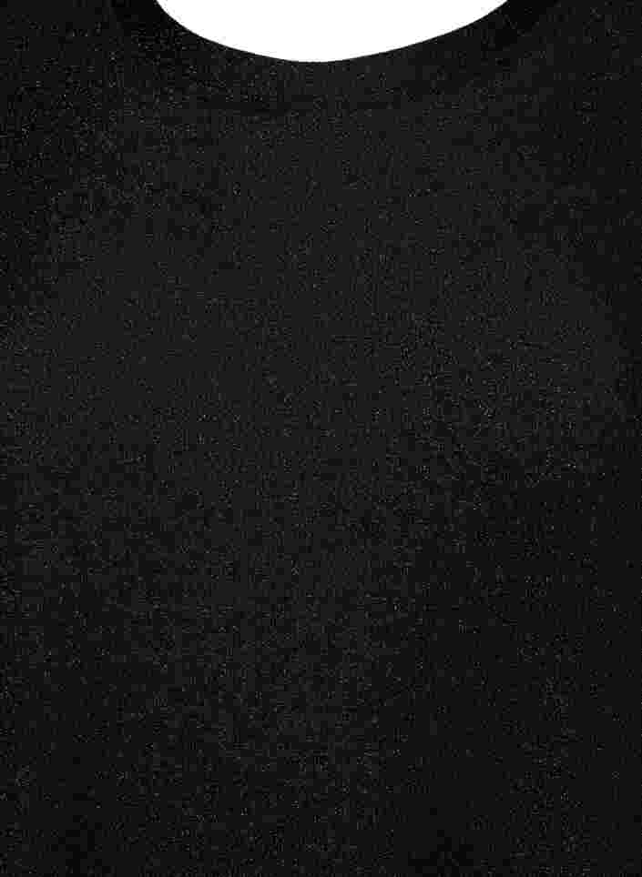 Glimmerkjole med 3/4 ærmer og rund hals, Black Black, Packshot image number 2