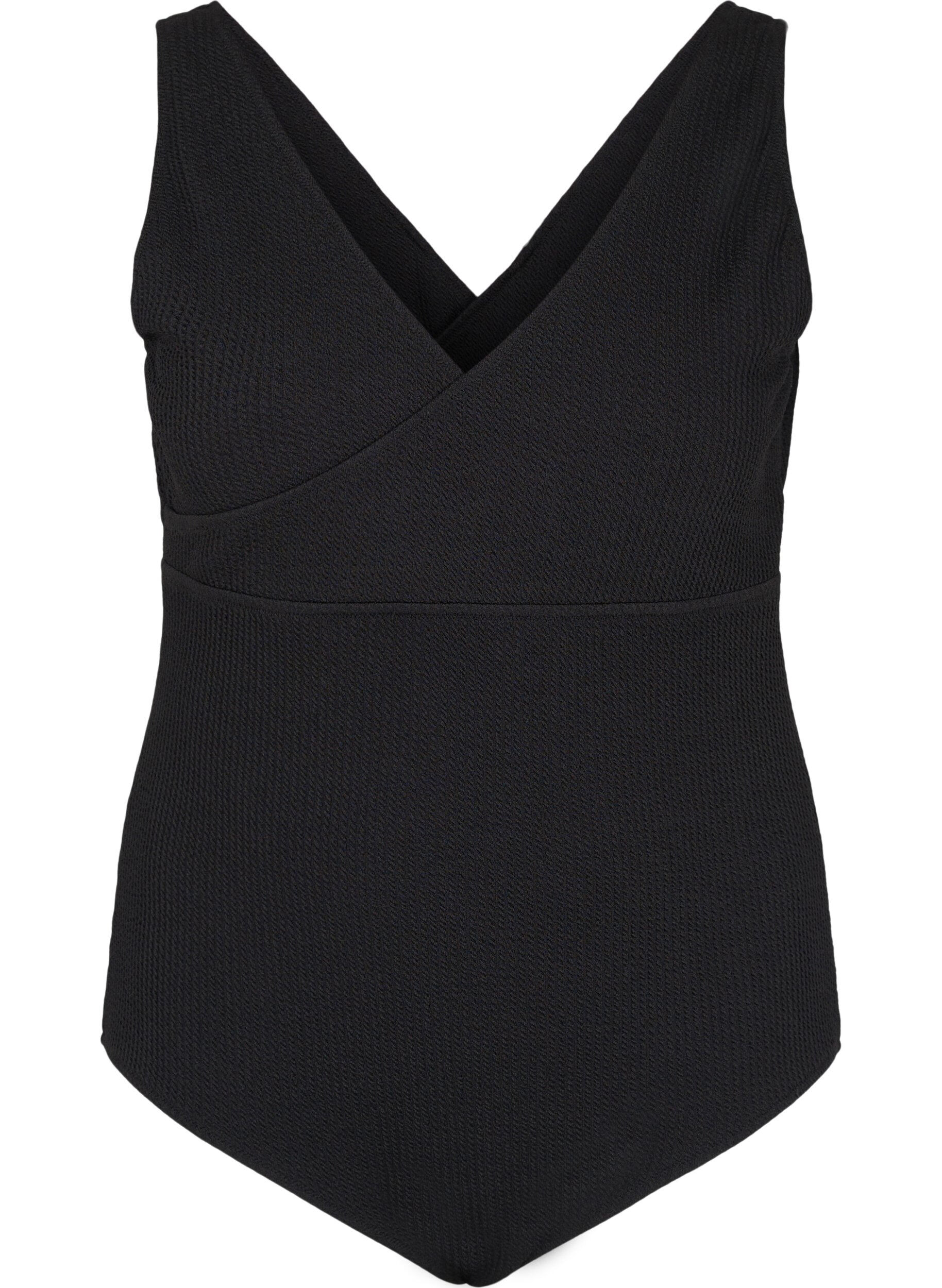 Zizzi Badedragt med wrap-effekt, Black, Packshot image number 0