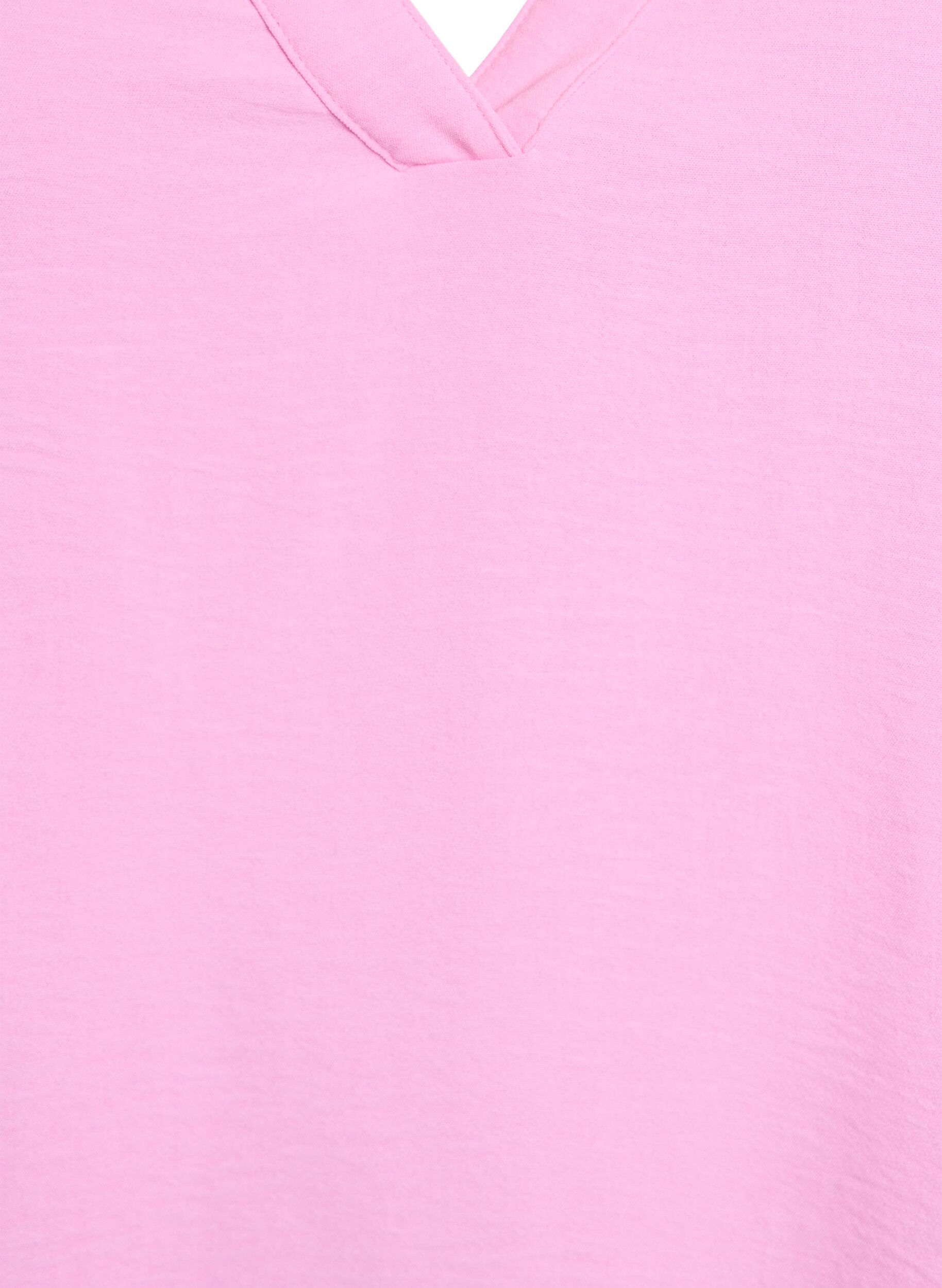 Zizzi &AElig;rmel&oslash;s top med rynkedetaljer, Lyser&oslash;d, Packshot image number 2