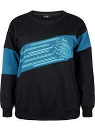 Sweatshirt med sporty print, Black Comb