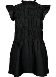 Kjole med flæser og elastiske skæringer, Black