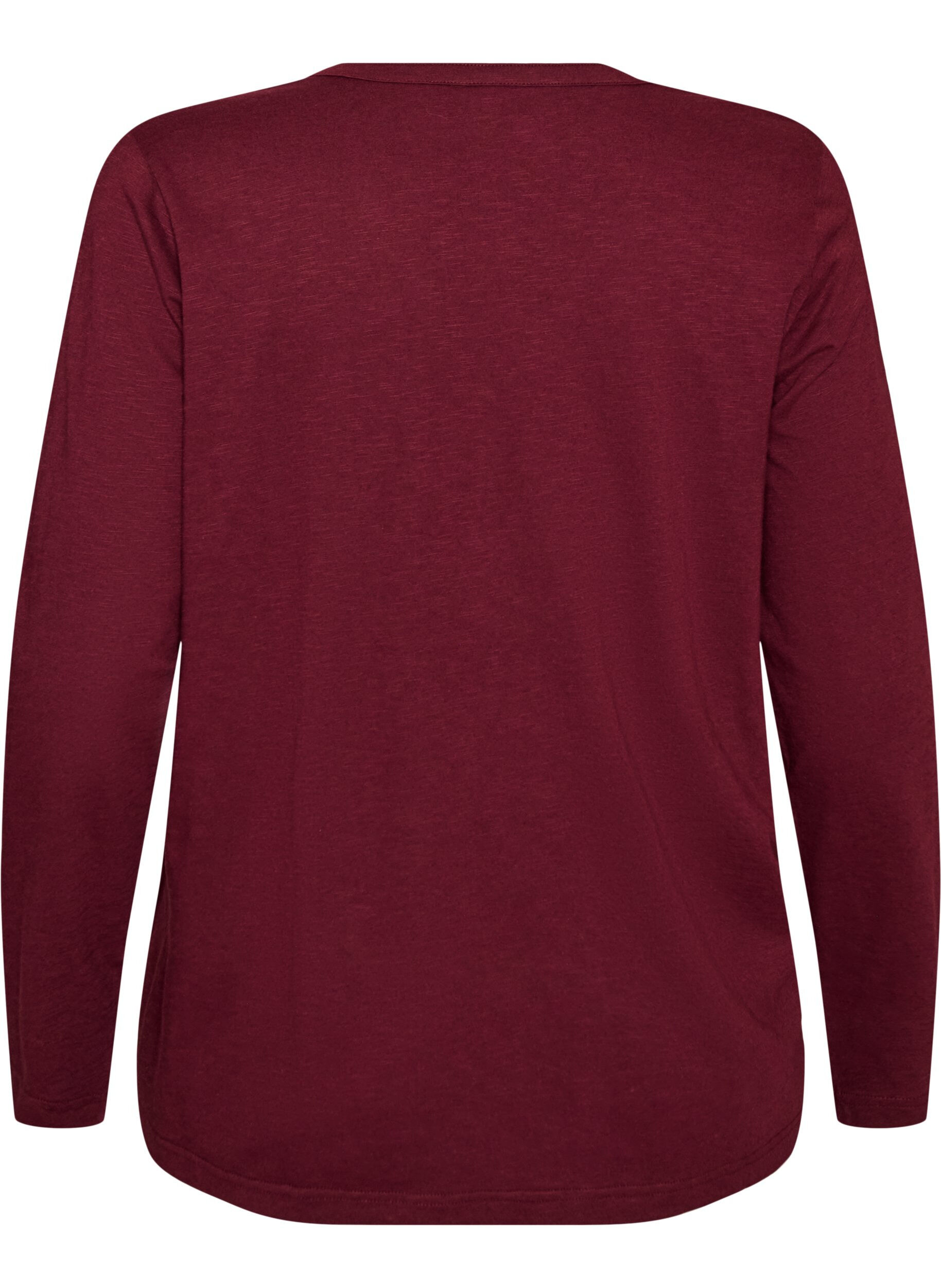 ZizziLang&aelig;rmet t-shirt med V-hals og knapper, R&oslash;d, Packshot image number 1