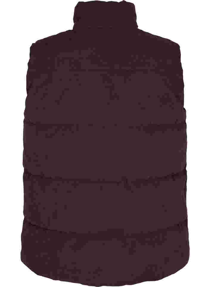 Kort vest med høj krave og lommer, Black Coffee, Packshot image number 1