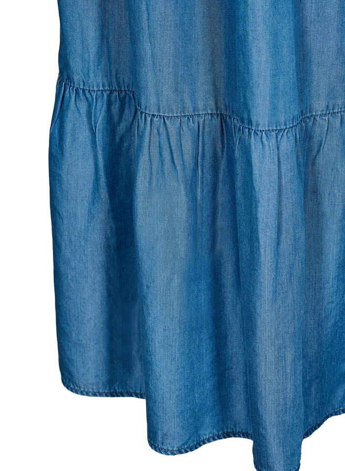 Denim maxinederdel med fl&aelig;ser, Bl&aring;, Packshot image number 3